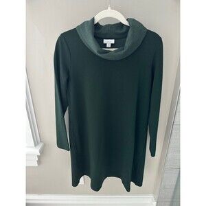 J Jill Pure Jill Turtleneck Dress Size Small Petite Green Long Sleeve